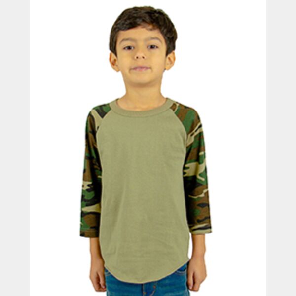 Youth Three-Quarter Sleeve Camo Raglan T-Shirt Thumbnail