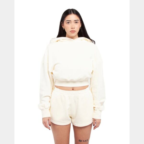 Ladies' Garment Dye Crop Hooded Sweatshirt Thumbnail