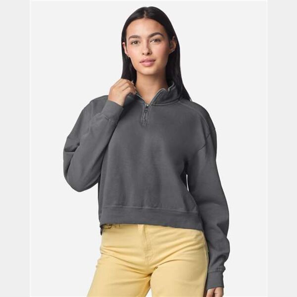 Women's Garment-Dyed Mid-Length Quarter-Zip Sweatshirt Thumbnail