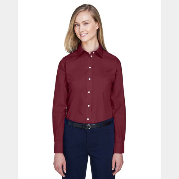 Ladies' Crown Collection® Solid Broadcloth Woven Shirt Thumbnail