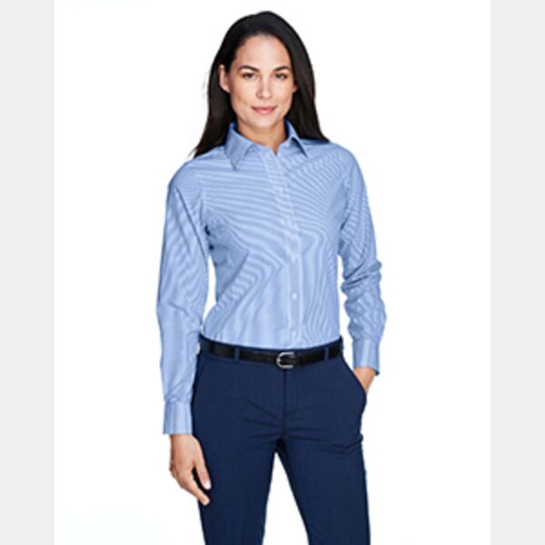 Ladies' Crown Collection® Banker Stripe Woven Shirt Thumbnail