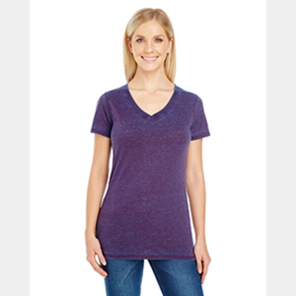 Ladies' Cross Dye Short-Sleeve V-Neck T-Shirt Thumbnail