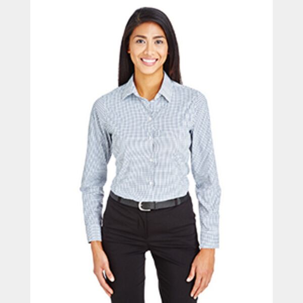 CrownLux Performance® Ladies' Micro Windowpane Woven Shirt Thumbnail