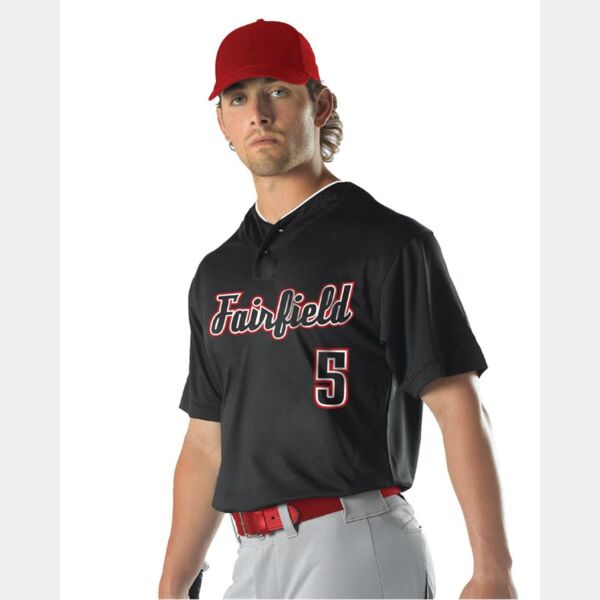 Youth Two Button Mesh Baseball Jersey with Piping Thumbnail