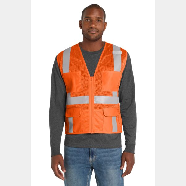 Ansi 107 Class 2 Mesh Six Pocket Zippered Vest Thumbnail