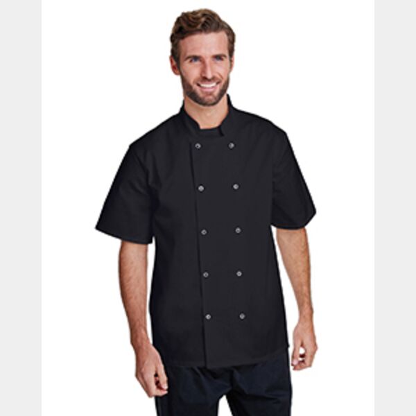 Unisex Studded Front Short-Sleeve Chef's Coat Thumbnail