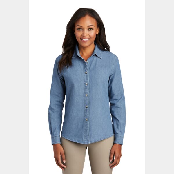 Ladies Long Sleeve Value Denim Shirt Thumbnail