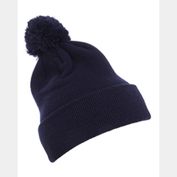 Cuffed Knit Beanie with Pom Pom Hat Thumbnail