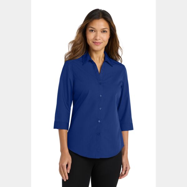 Ladies 3/4 Sleeve Carefree Poplin Shirt Thumbnail