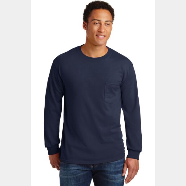 Ultra Cotton ® 100% Cotton Long Sleeve T Shirt with Pocket Thumbnail